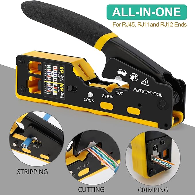 RJ45 Crimp Tool Pass Through Ethernet Crimping Tool Kit Cat6 Cat5e Cat6a RJ45 - Image 2