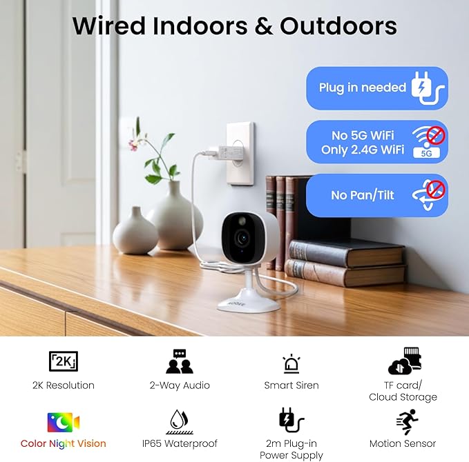 AOQEE 2K Cameras for Home Security-Outdoor/Indoor Camera for - Image 2