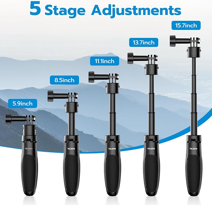 TELESIN 40cm/15.75'' Selfie Stick Tripod, Quick Release Portable Vlog Camera - Image 2