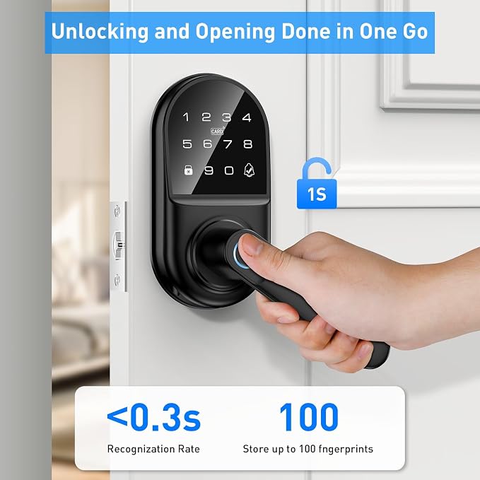 Smart keypad Door Lock with Handle，Fingerprint Keyless Entry Digital Lock with - Image 4
