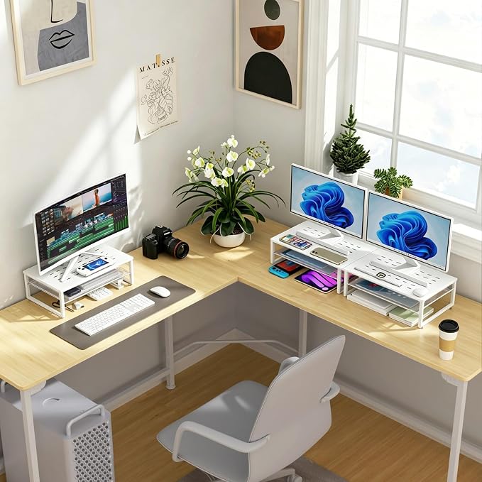 gianotter 2-Tier Metal Monitor Stand Riser, Desk Accessories & Workspace Desk - Image 7