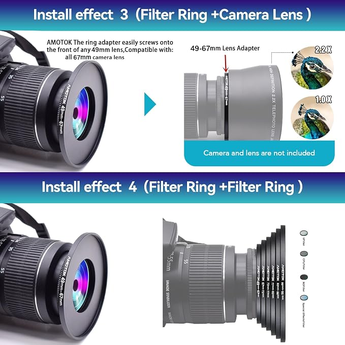 49mm Lens to 67mm Camera Lens Adapter, 49mm to 67mm Filter Step-Up Adapter Ring - Image 7
