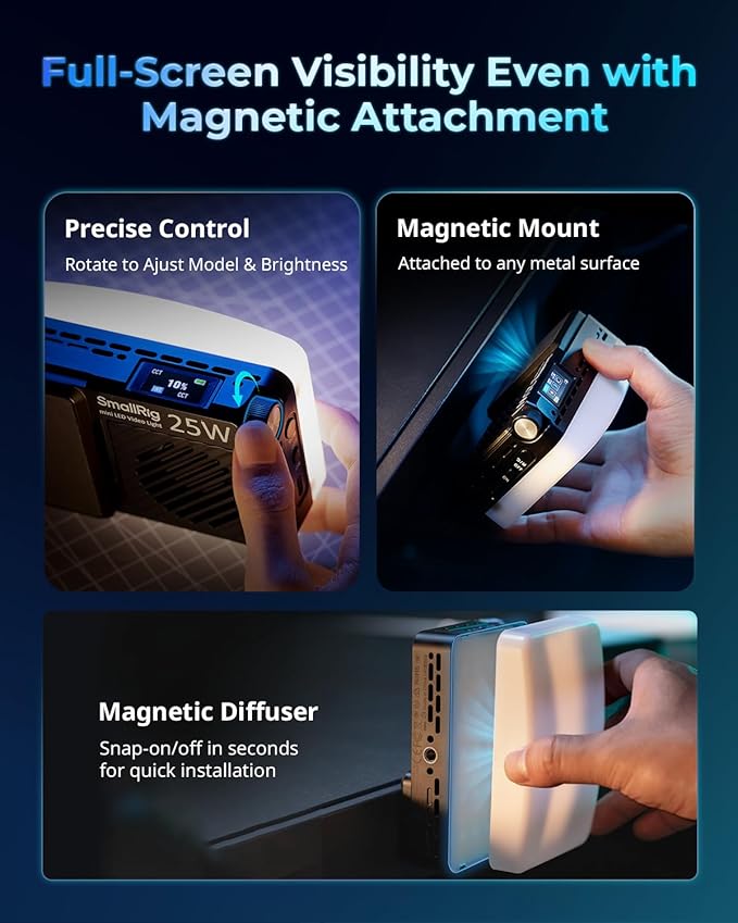 SmallRig RM 25C Mini LED RGB Video Light, 3100mAh Battery, HD LCD Display - Image 5