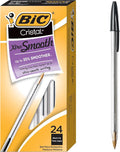 BIC Cristal Xtra Smooth Black Ballpoint Pens, Medium Point, 24-Count Pack by BIC