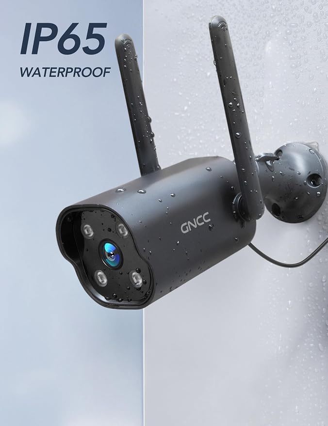 GNCC 2K Outdoor Security Camera, 24/7 Recording, 9.85ft Cord, No Battery - Image 2