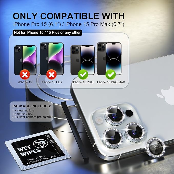 Choiche Compatible for iPhone 15 Pro/iPhone 15 Pro Max Camera Lens Protector - Image 2
