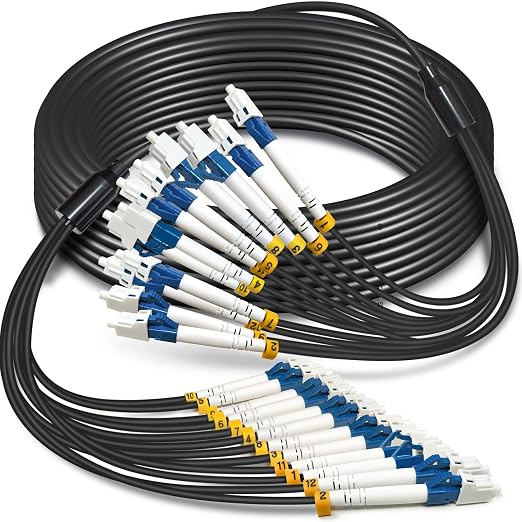 15 Meters 12 Core Industrial TPU LC to LC Outdoor Armored Fiber Optic Cable by YUTIANHOME