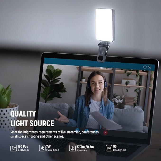 NEEWER Basics LED Selfie Phone Light, Rechargeable 2500-9000K Clip On Fill Light - Image 4