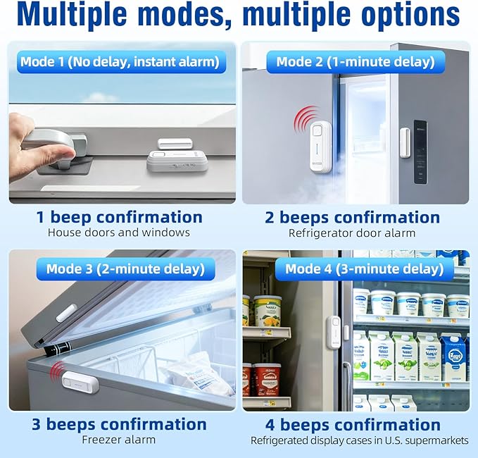 DAYTECH Fridge Door Alarm with Delay 1/2/3/4 mins Adjustable Close Windows - Image 4