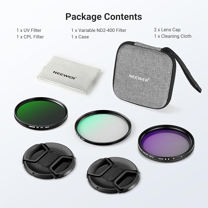 NEEWER 62mm Variable ND + CPL + UV Filter Kit - Image 9