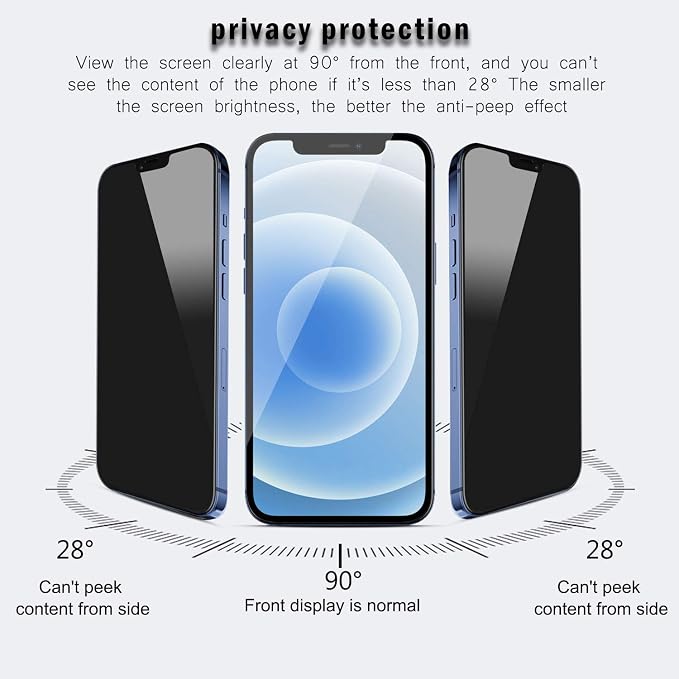 QHOHQ Privacy Screen Protector for iPhone 12 Pro Max 6.7 Inch, Anti-Spy - Image 2