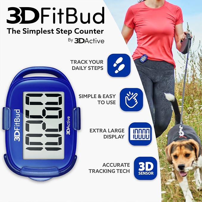 3DActive 3DFitBud Simple Step Counter Walking 3D Pedometer - Image 2
