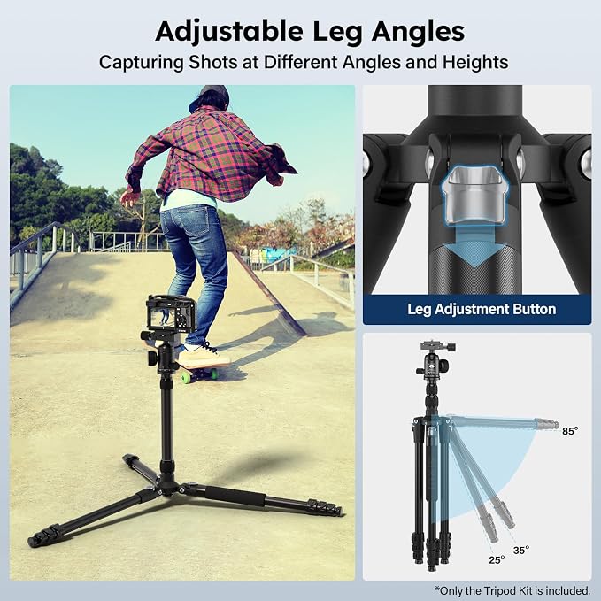 SIRUI Camera Tripod & Monopod Stand, 78.7" Tall Aluminum Detachable Tripod - Image 5