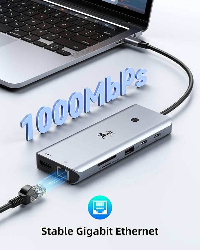 LIONWEI 12-in-1 USB C Docking Station Multiport Adapter, Triple Monitor 3 HDMI - Image 8