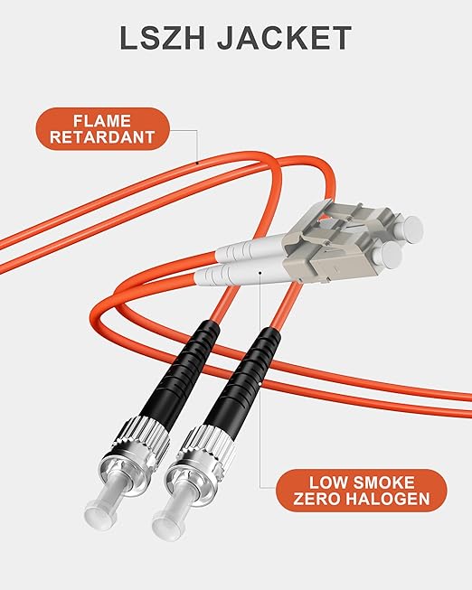 6 Pack ST to LC Fiber Patch Cable OM1 3M, Fiber Optic Cable - Image 5