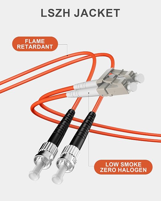 6 Pack LC to ST Multimode Fiber Patch Cable OM1 1M, Duplex MMF Jumper Cord - Image 5