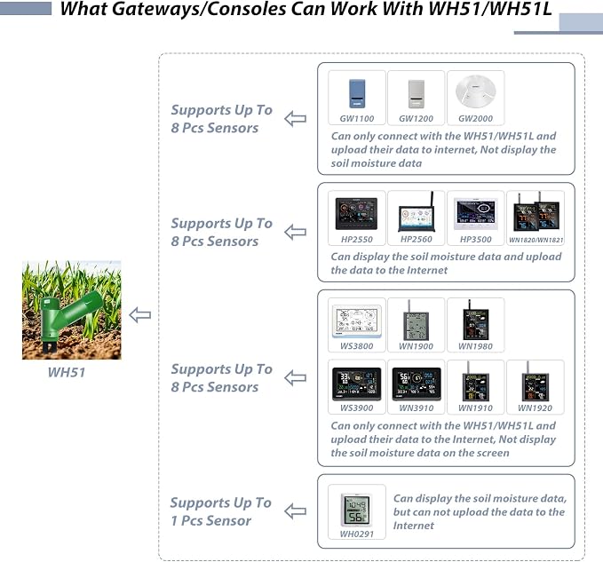 ECOWITT GW1206 Soil Moisture Tester Kit, Includes GW1200 IoT Wi-Fi Gateway and - Image 5
