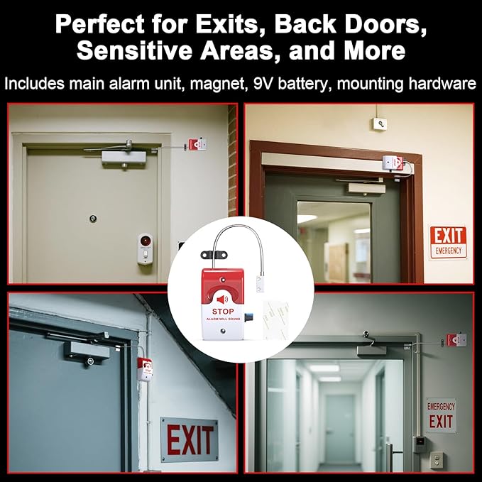 Exit Door Alarm with 110dB Siren, Emergency Exit Security Device, Easy - Image 4