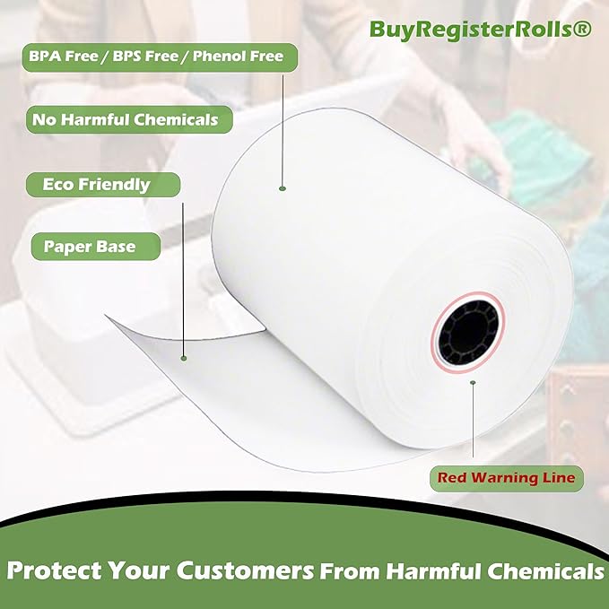 Phenol Free Thermal Paper 3 1/8 x 230 Receipt Rolls fits all Clover POS Cash - Image 4