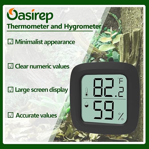 Black 2-Pack Reptile Thermometer and Hygrometer – Digital LCD Temp & Humidity - Image 3