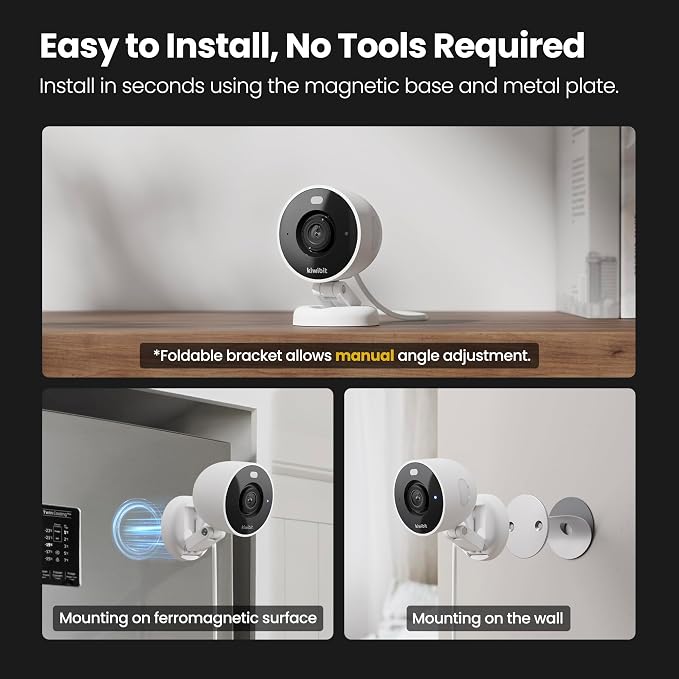 Kiwibit 2K Security Camera Indoor/Outdoor, Pet Camera, Baby Monitor, Magnetic - Image 2