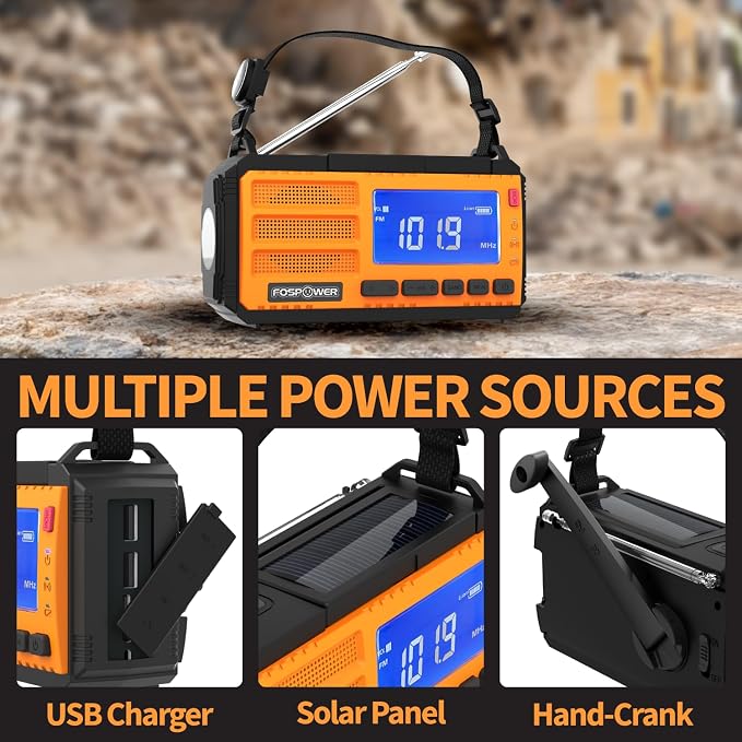 FosPower NOAA Emergency Weather Radio D8 37000mWh Portable Power Bank, - Image 4