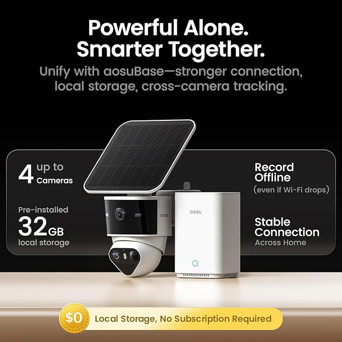 aosu T2 Pro Solar Security Cameras Wireless Outdoor, 4 Cam Kit, 3K Dual Cam No - Image 5