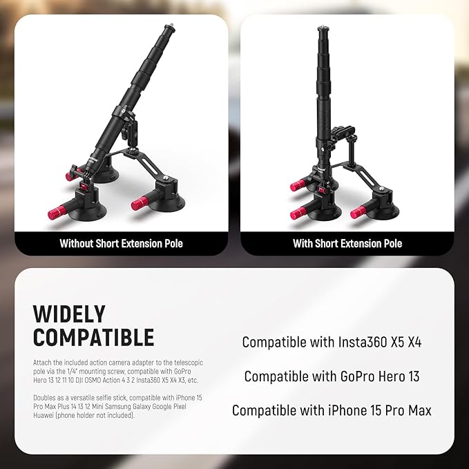 NEEWER Triple Suction Cup Car Mount Compatible - Image 2