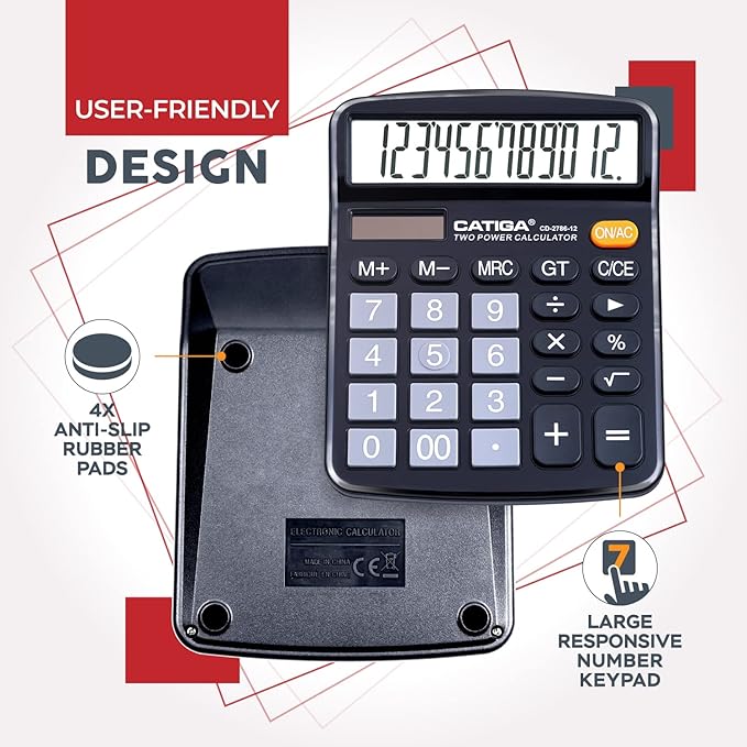 CATIGA 12 Digit Desk Calculator, Desktop Calculators - Image 5