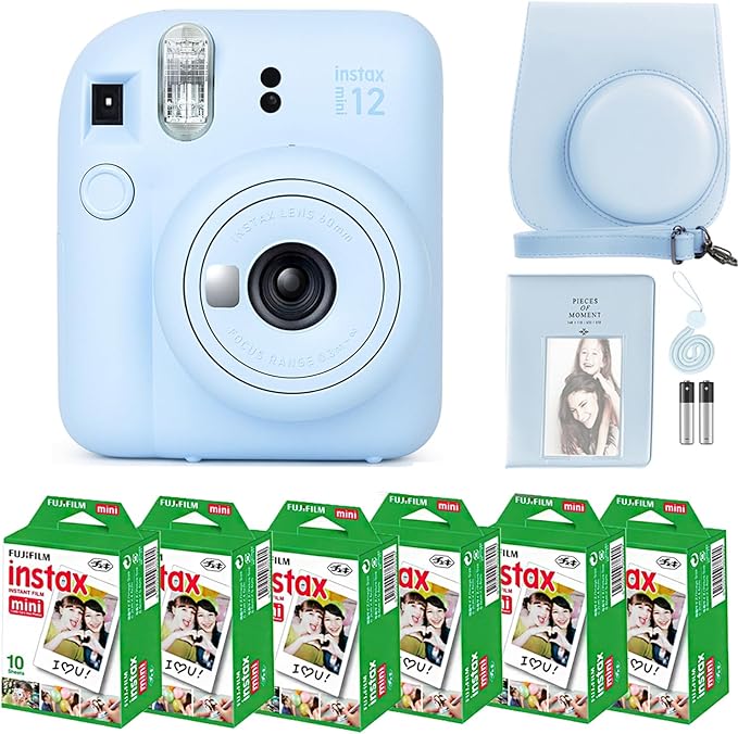 Fujifilm Instax Mini 12 Instant Camera Pastel Blue and Fuji Film Value Pack by FUJIFILM
