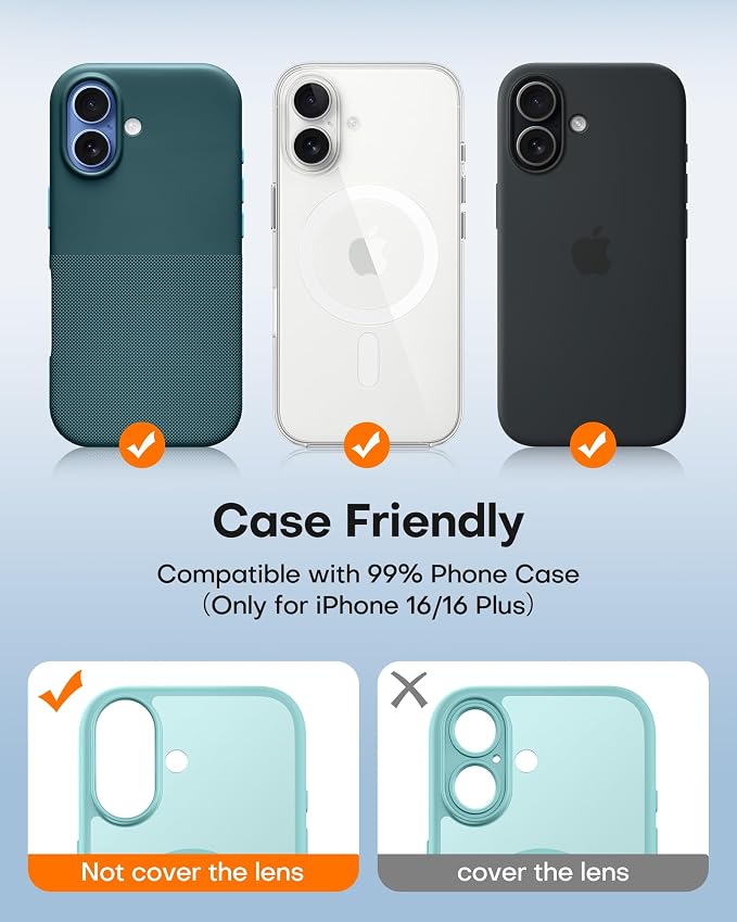 TAURI 2 Pack for iPhone 16/16 Plus Camera Lens Protector, Full Coverage - Image 3