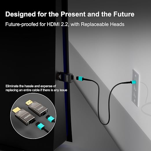RUIPRO 8K Detachable Full Fiber Optic Armored HDMI 2.1 Cable 33FT, Ultra High - Image 4