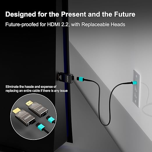 RUIPRO 8K Detachable Full Fiber Optic Armored HDMI 2.1 Cable 6FT, Ultra High - Image 4