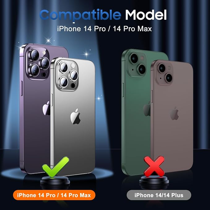 UniqueMe 3 Packs Compatible for iPhone 14 Pro Max/iPhone 14 Pro Camera Lens - Image 7