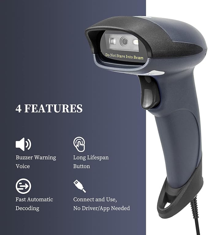 NETUM USB Barcode Scanner with Stand Wired Handheld Bar Code Reader 1D CCD - Image 2
