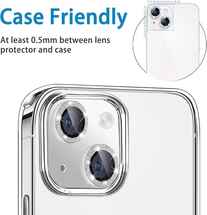 for iPhone 15 & iPhone 15 Plus Camera Lens Protector, Bling Glitter Diamond - Image 5