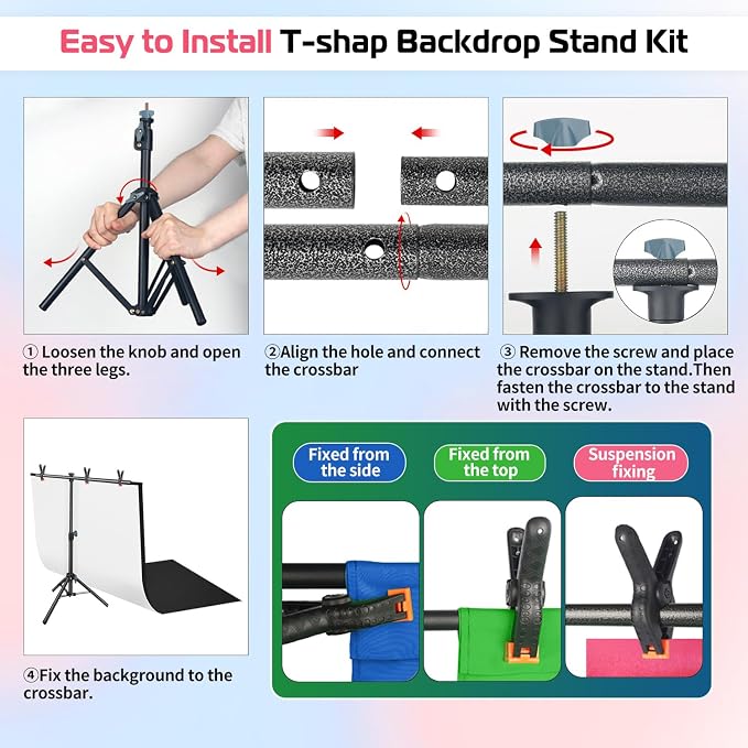 Product Photography Photo Backdrops Stand Kit, Photo Background, 26.8x50in - Image 7