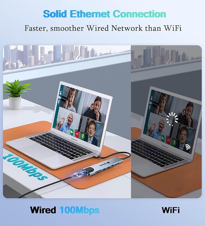 USB C Hub Ethernet HDMI Adapter, 8 in 1 Laptop Docking Station - Image 4