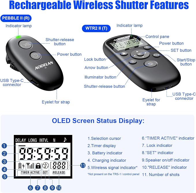 for Nikon Cameras Wireless Rechargeable Timer Shutter Release Remote Control - Image 8