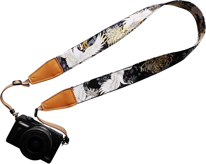 Original Design Personalized Adjustable Camera Strap Chrysanthemum & Crane in by Unknown