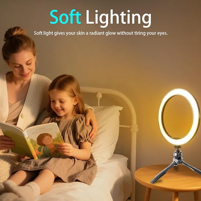 10" Desk Ring Light with Stable Tripod & Phone Holder, 120 LEDs 5-Color - Image 2