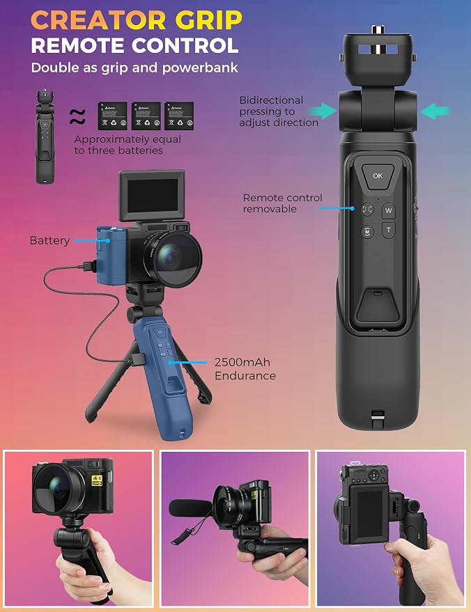 Digital Camera with Creator Accessory Kit 4K Photography Cameras 48MP Remote - Image 3