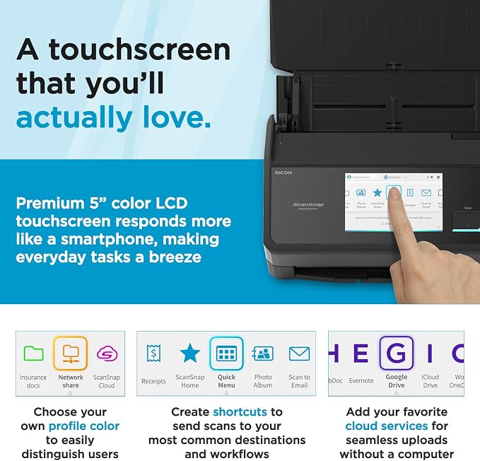 ScanSnap iX2500 Wireless or USB High-Speed Cloud Enabled Document, Photo & - Image 5