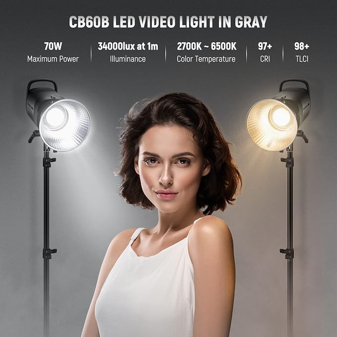 NEEWER CB60B 70W LED Video Light 2.4G/APP Control, Bi Color 2700-6500K 34000Lx - Image 2