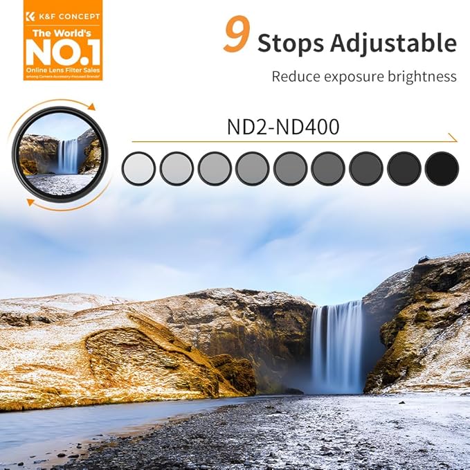 K&F CONCEPT 77mm Variable ND2-ND400 ND Lens Filter - Image 2