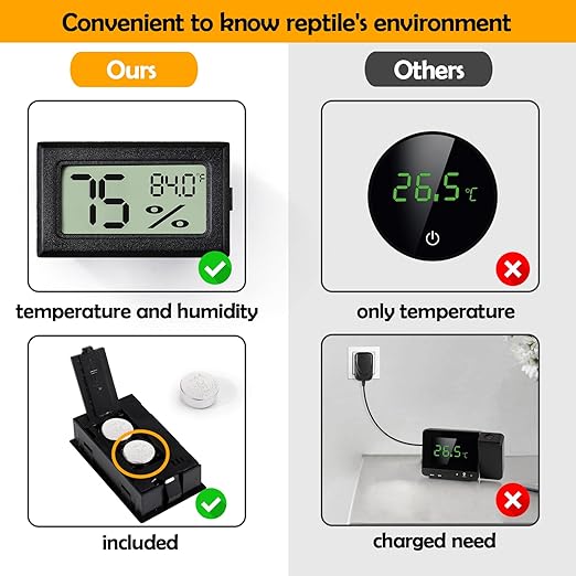2 PCS Rectangle Reptile Thermometer and Humidity Gauge - Image 5