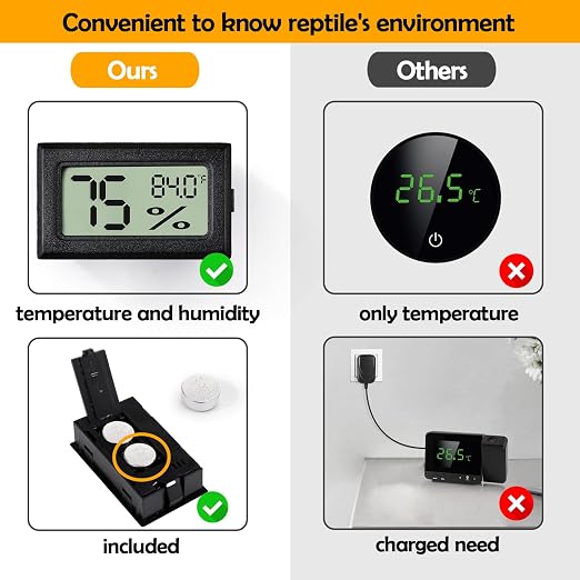 4 PCS Rectangle Reptile Thermometer and Humidity Gauge - Image 4
