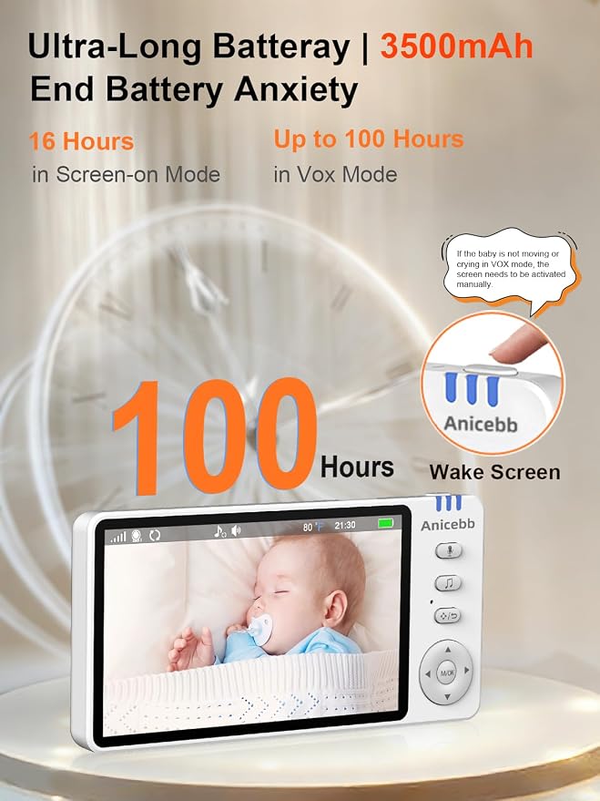 5" HD Video Baby Monitor with Camera and Audio, No WiFi Hack-Proof Security - Image 2