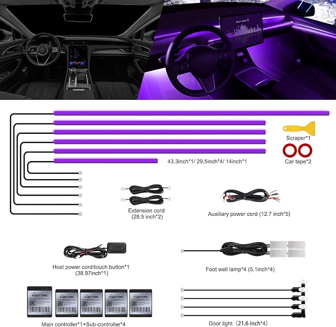 RGB Acrylic Interior Car LED Strip Light - Image 3