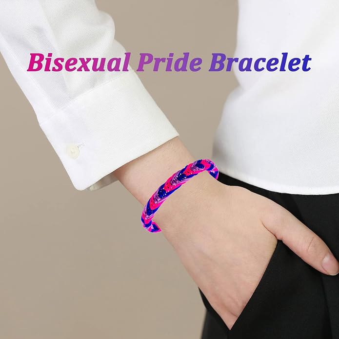 Nanafast Titanium Stainless Steel Rainbow LGBT Pride Bracelet Handmade Braided - Image 6
